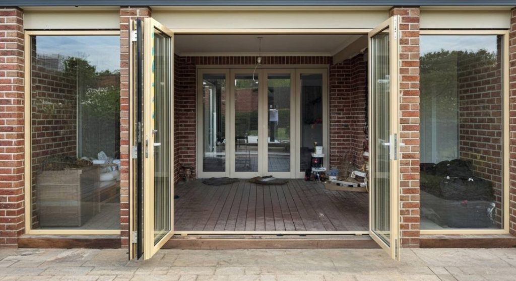 Modern Melbourne property with sophisticated black aluminium bifold door system providing excellent natural light and garden connectivity