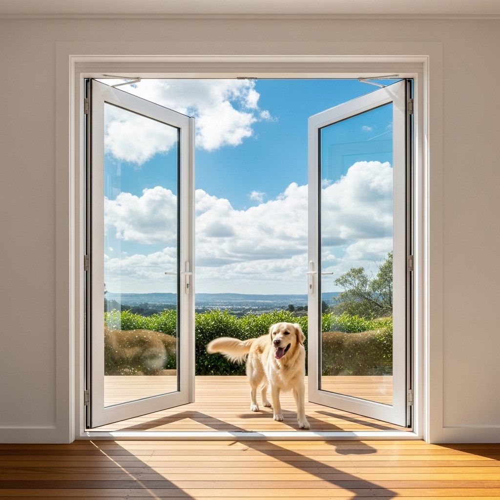 Premium Double Swing Door Melbourne - Modern aluminium double doors opening to garden