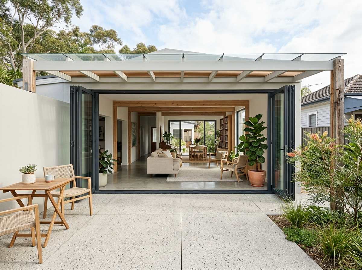 3-panel stacker sliding door — two sliding, one fixed