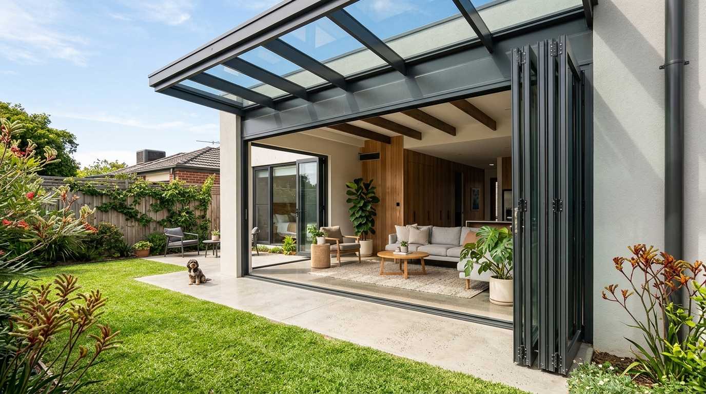 4-panel bi-parting sliding door opening from centre